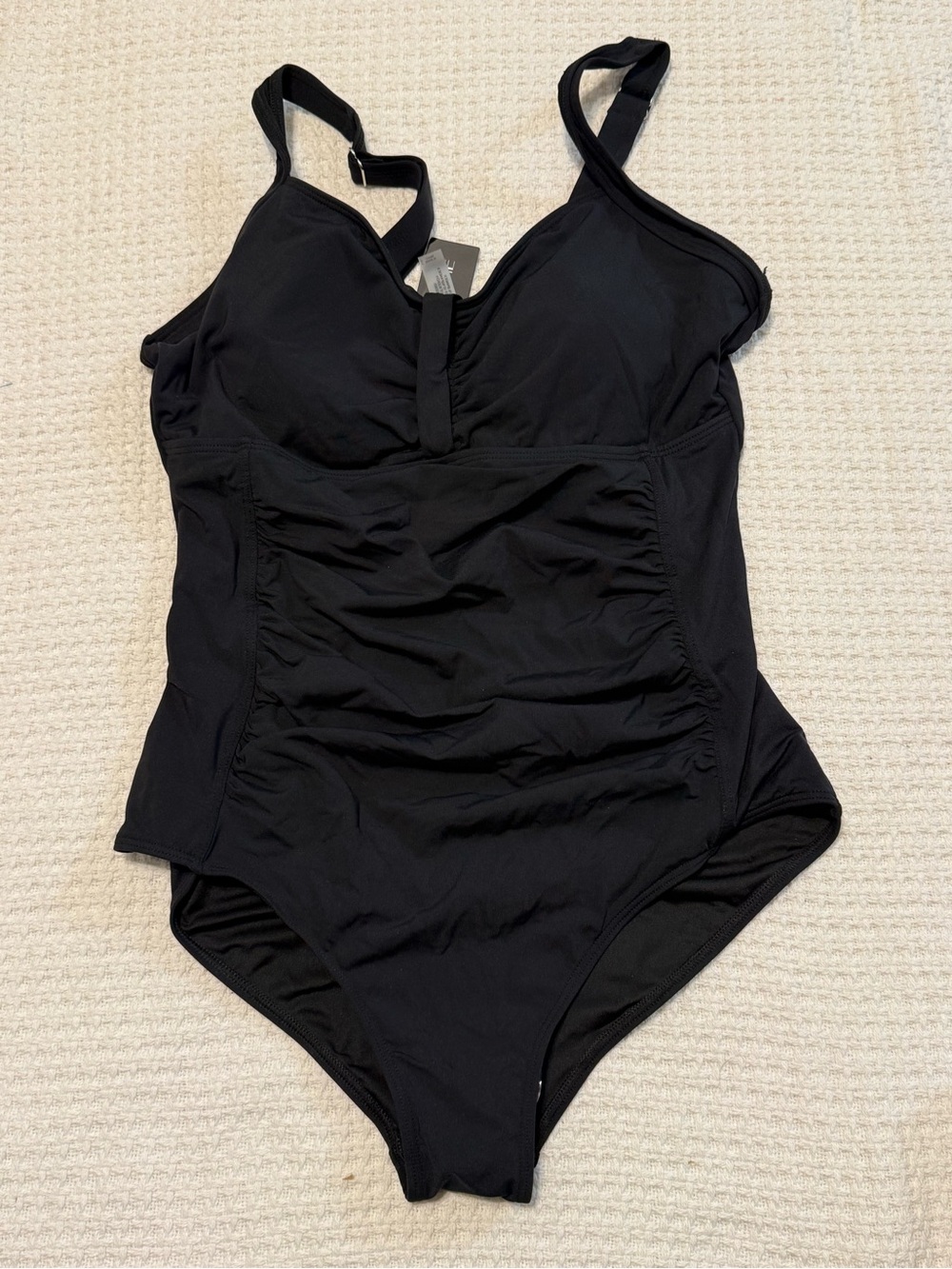 Classic Black One-Piece Swimsuit with Ruched Front